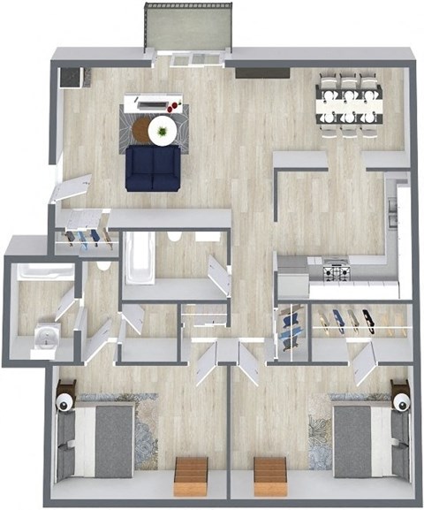 a floor plan of a house with a bedroom and a living room
